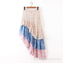 Dopasowany kolor Fishtail Design Floral Print Szyfonowa spódnica